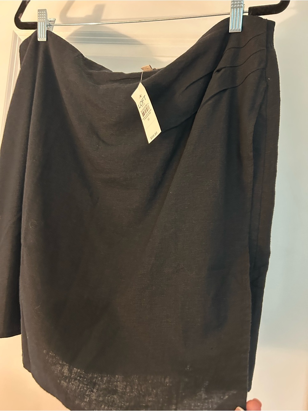 NWT LOFT Black wrap skirt linen feel